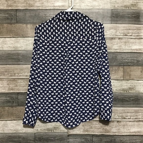 Express Portofino Shirt Women’s XS Navy Blue White Butterflies - Picture 4 of 7